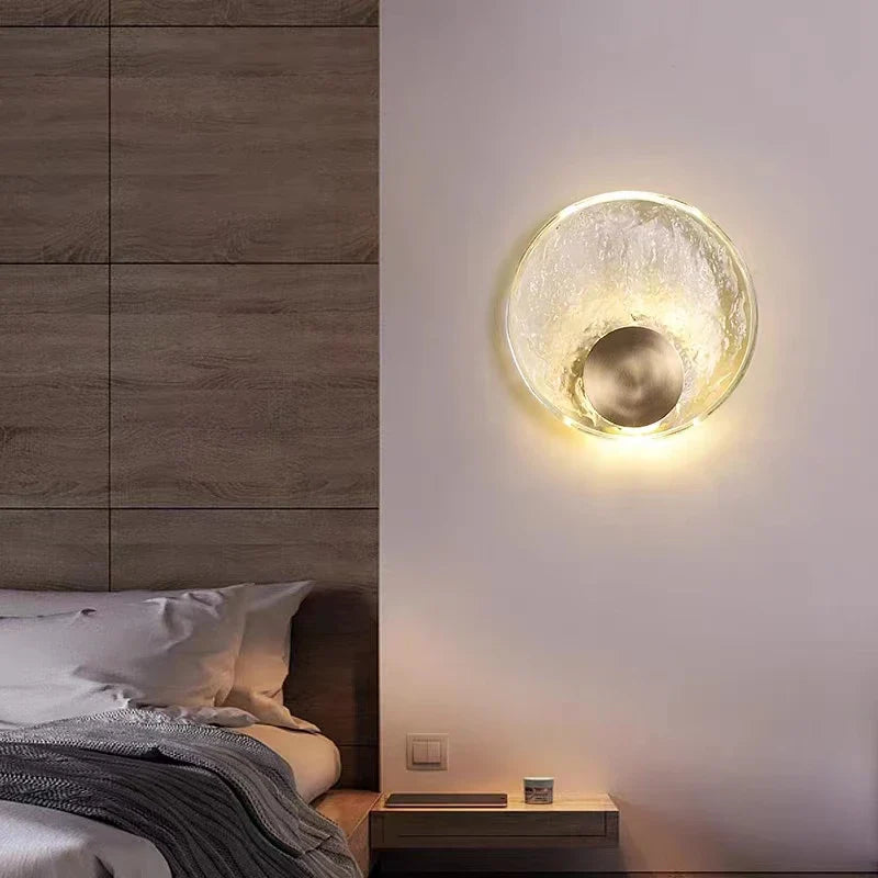 Afralia™ Luxury Copper Bedside Wall Lamp Glass Sconces Creative LED Lighting