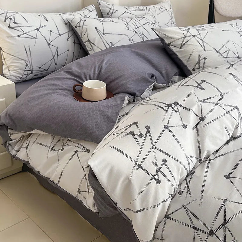 Afralia™ Geometric Print 100% Cotton Bedding Set for All Seasons