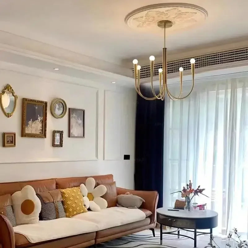 Afralia™ Gold Metal Chandelier: Modern Nordic LED Lighting for Living Room, Kitchen, Dining Room