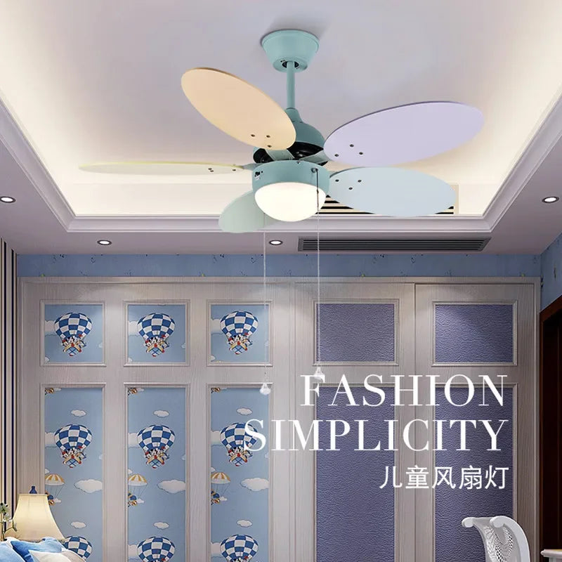 Afralia™ Nordic Kids Ceiling Fan with Light - Flush Mount Ventilateur Plafond