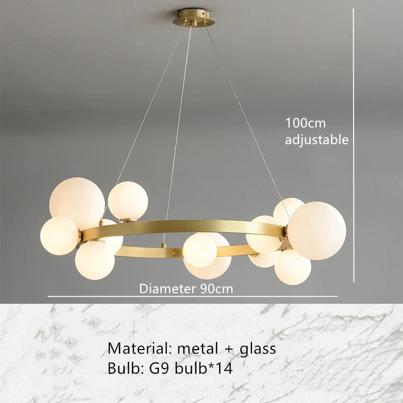 Afralia™ Nordic Glass Ball LED Chandelier Pendant Light for Home Decoration