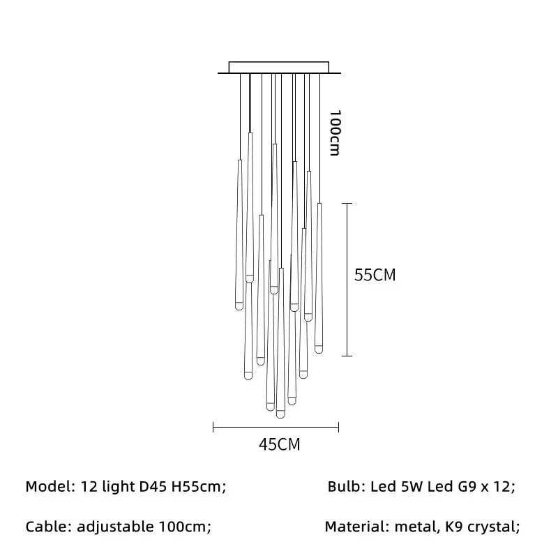 Afralia™ Gold Led G9 Pendant Chandelier for Modern Villa Stairs & Home Decor