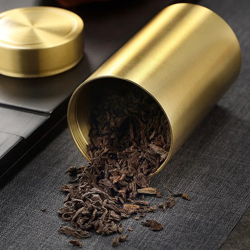 Afralia™ Portable Copper Tea Canister: Small Sealed Storage for Travel