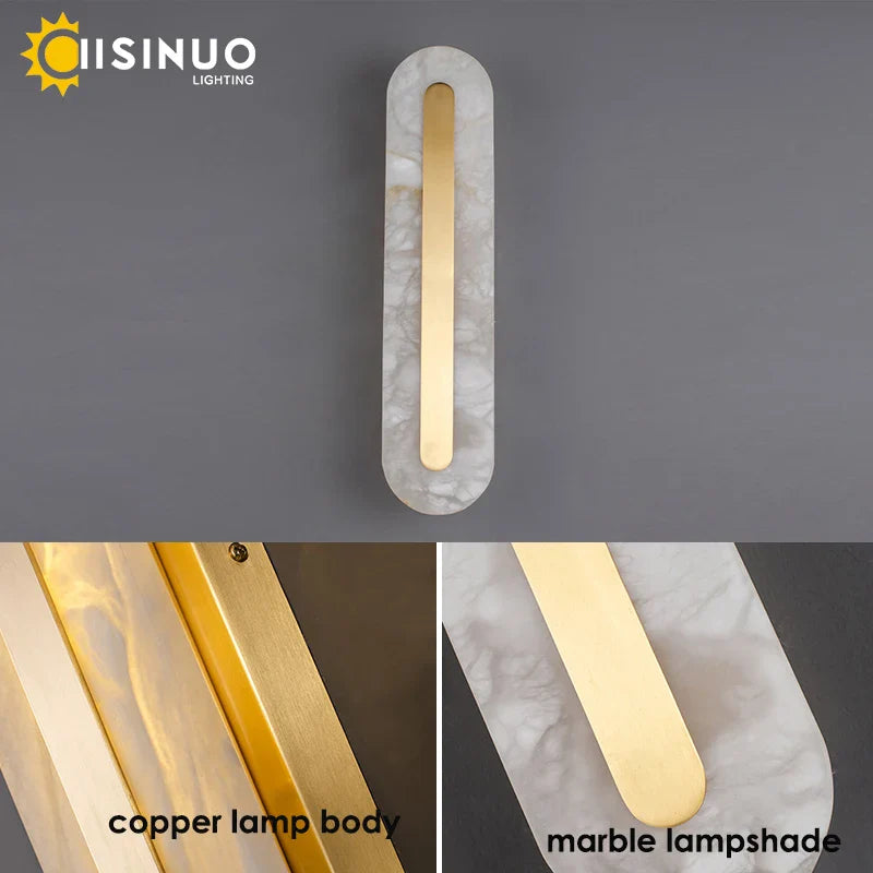 Afralia™ Marble Wall Light: Modern Copper Gold LED Sconce for Bedroom Hotel Corridors