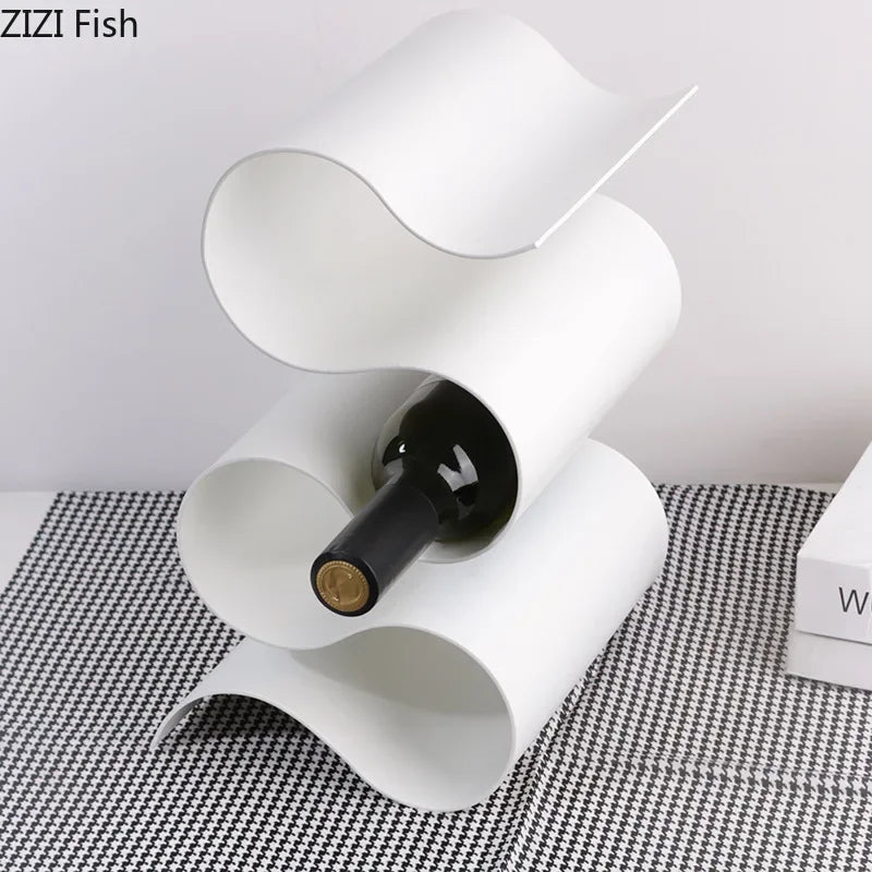 Afralia™ Ribbon S-Shape Wine Rack: Stylish Beverage Tray & Bottle Stand for Home Décor.
