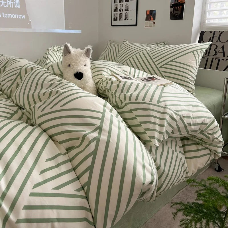 Afralia™ Geometric Pattern Cotton Bedding Set: Soft, Durable Quilt Kit for Adults