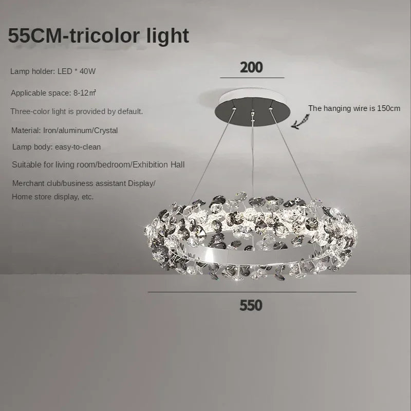Afralia™ Sun Flower Crystal LED Ring Pendant Chandelier - Luxury Nordic Ceiling Light