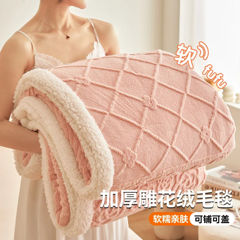 Afralia™ Winter Wool Blanket: Warm, Thick, Soft Bed Cover for Office, Sofa, or Home