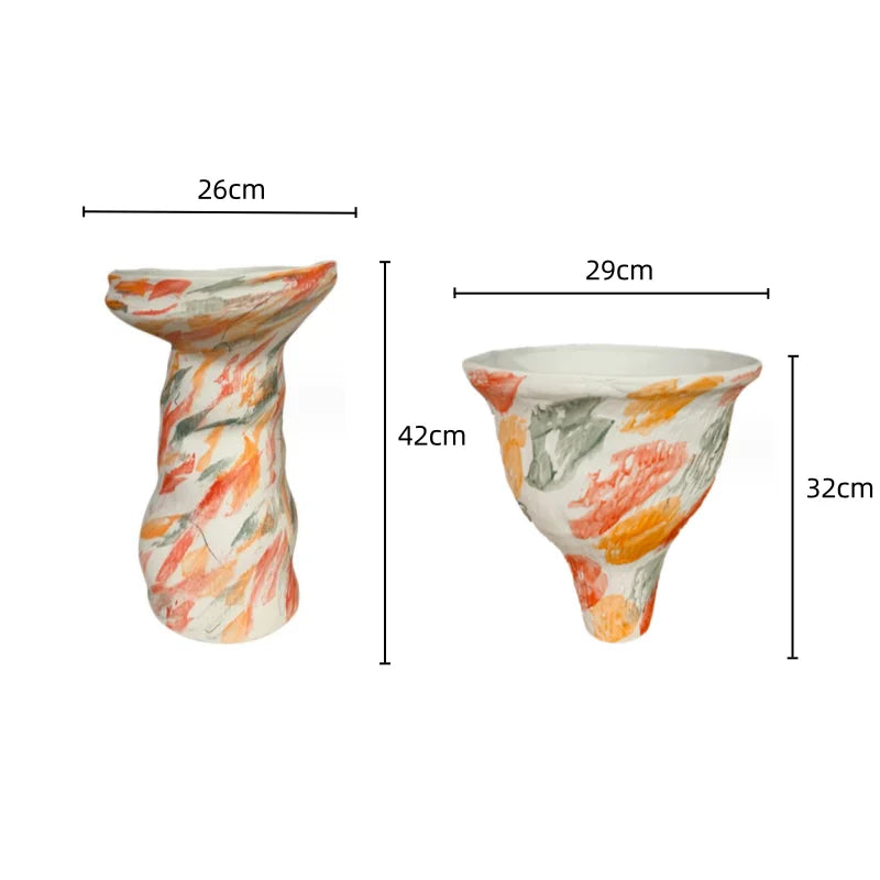 Afralia™ Abstract Clay Pot Colorful Ceramic Vase, Irregular Shape Flower Arrangement Home Decor