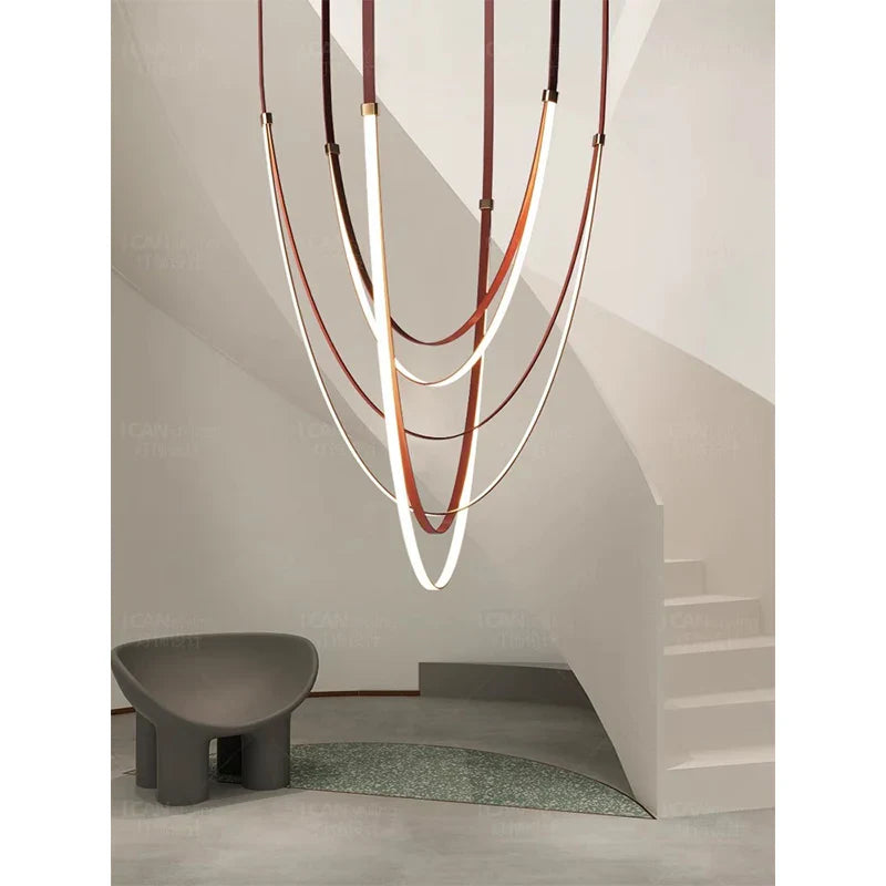 Afralia™ Minimalist Duplex Staircase Chandelier - Modern Restaurant Living Room Lobby Light