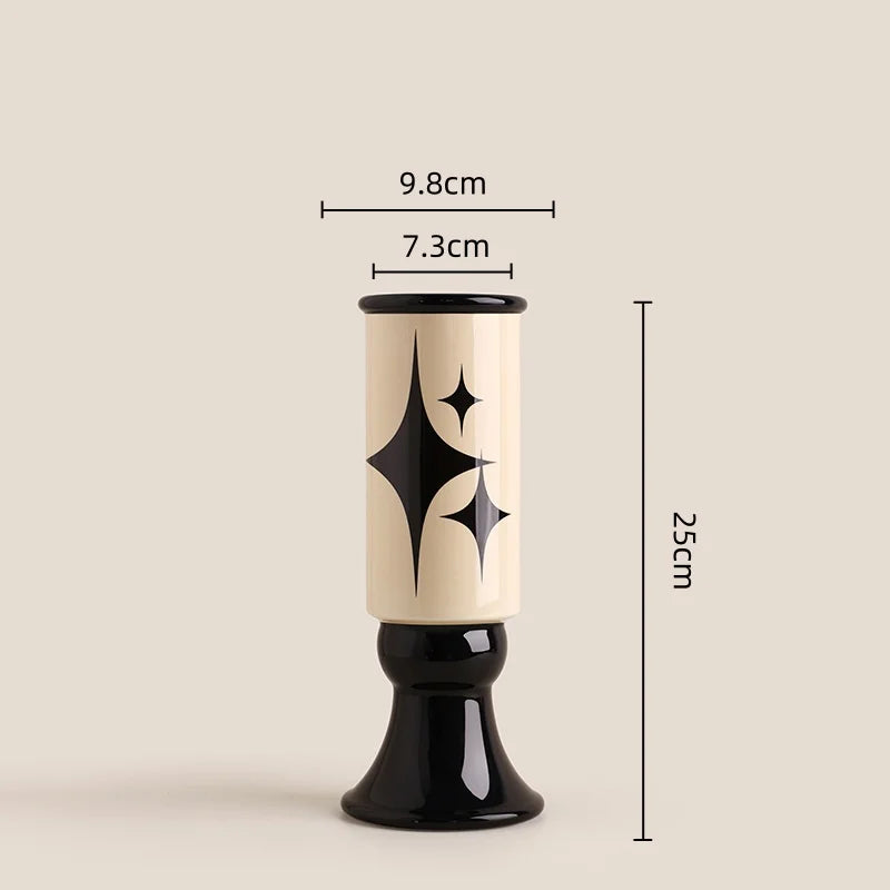 Afralia™ Ceramic Handlebar Vase Candle Holder Home Decor Arrangement Accessories