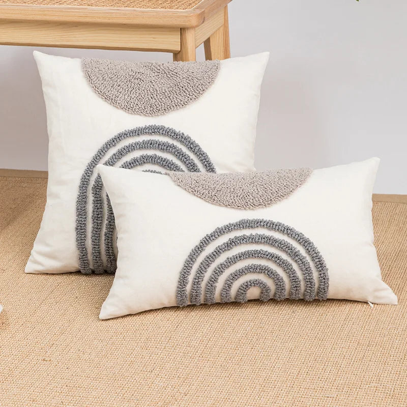 Afralia™ Half Circle Loop Tufted Cushion Cover Embroidered Pillow Covers for Living Room