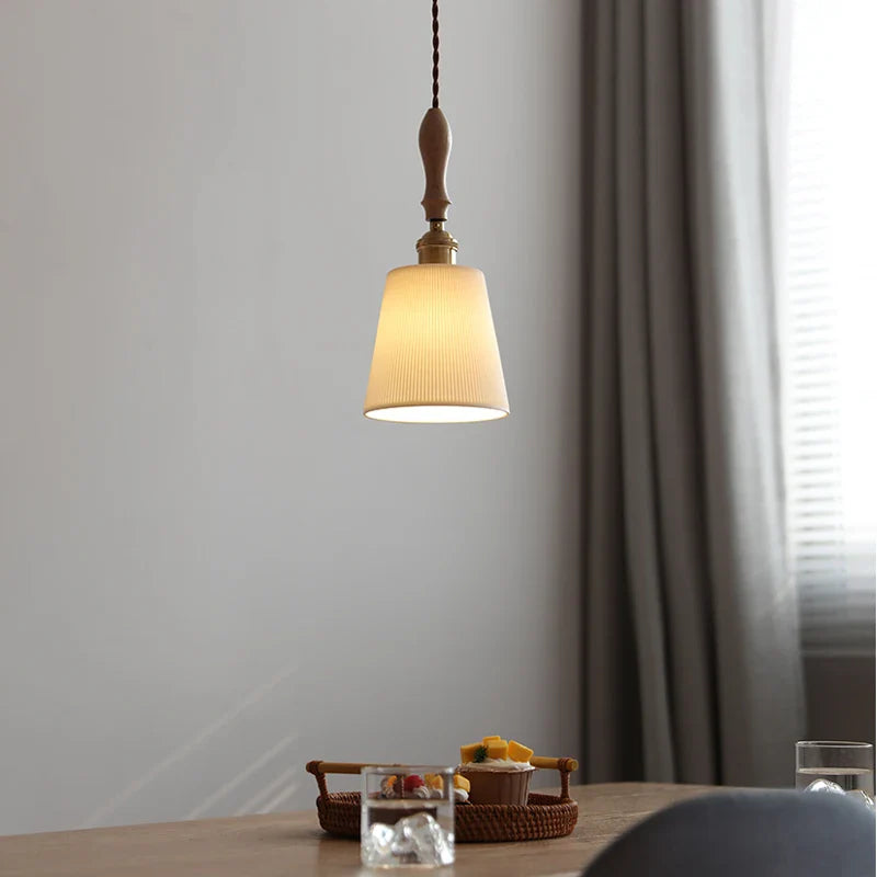 Afralia™ Copper LED Pendant Lights with Ceramic Lampshade for Modern Home Decor