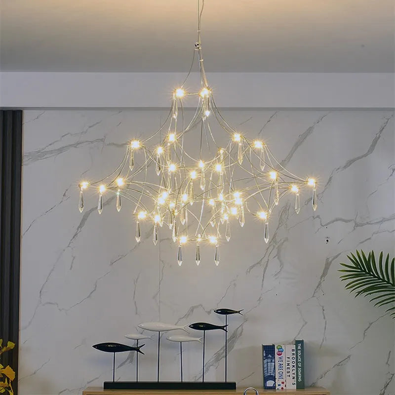 Afralia™ Golden Lustre Crystal Chandelier for Living Dining Bedroom LED Lights