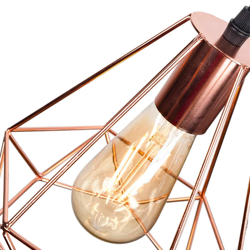 Afralia™ Rose Gold Birdcage Pendant Lamp for Living Room, Vintage & Modern Plating Metal Cage