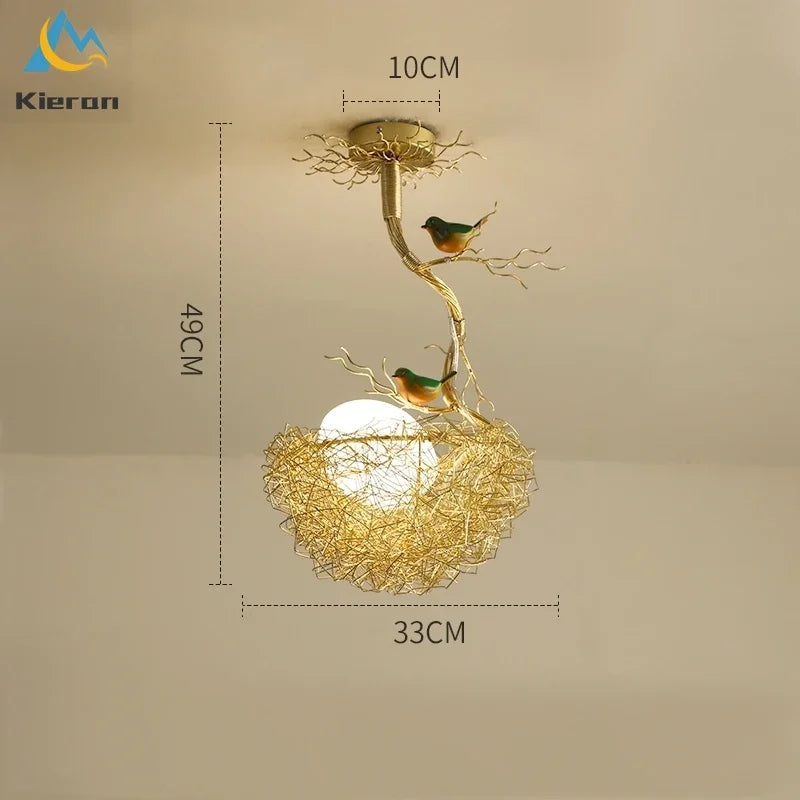 Afralia™ Bird's Nest Glass LED Ceiling Lamp for Modern Nordic Living Room Decor