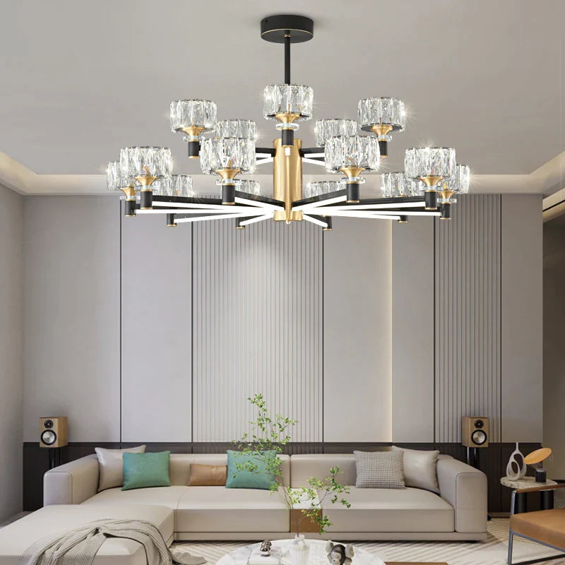 Afralia™ Crystal Chandelier Modern Luxury Light for Living Hall Dining Bedroom