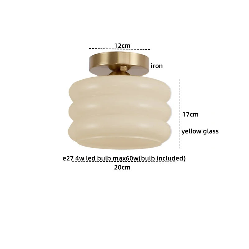 Afralia™ Creamy Glass Iron LED Ceiling Light - Modern Indoor Lighting Fixtures