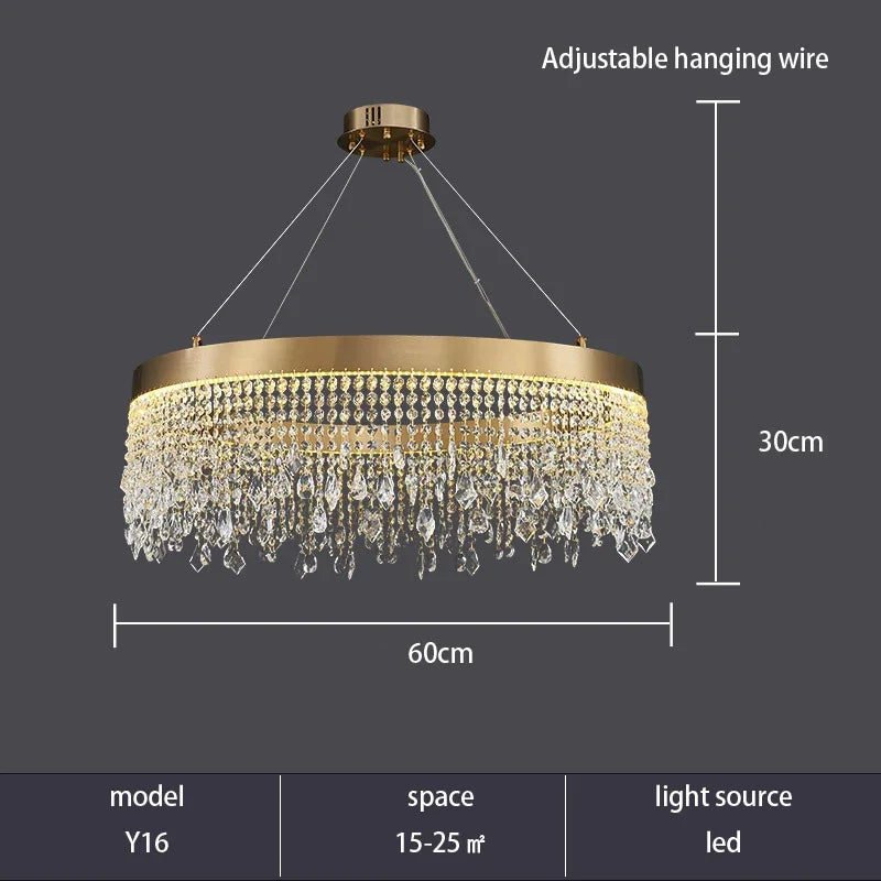 Afralia™ Crystal Chandelier: Luxury Gold LED Circle Ceiling Pendant Light