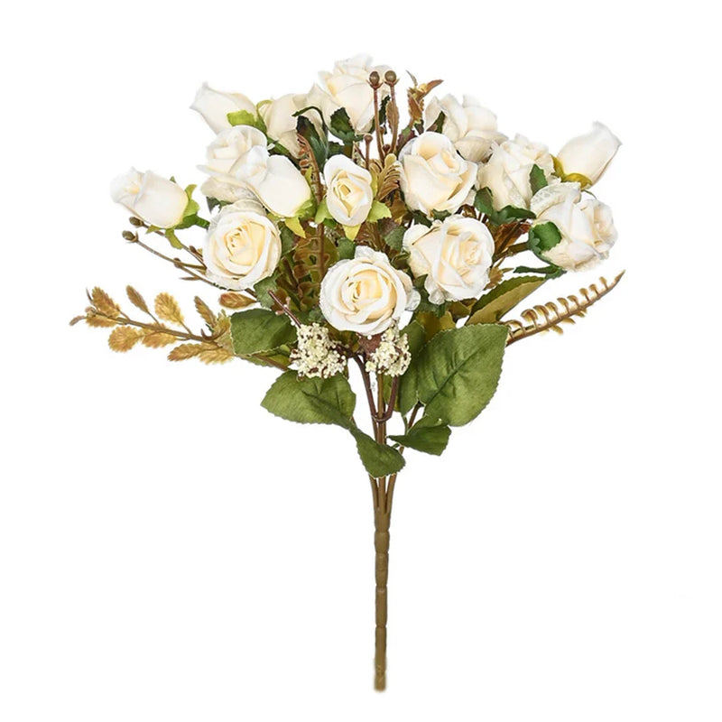 Afralia™ Silk Rose Bouquet for Wedding, Home Decor, Christmas - 15 Heads Artificial Flowers