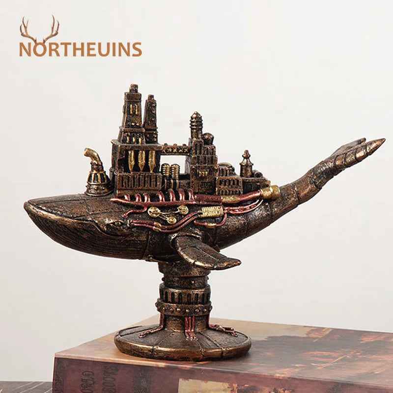 Afralia™ Steam Punk Whale Boat Figurine Retro American Style Decor Object