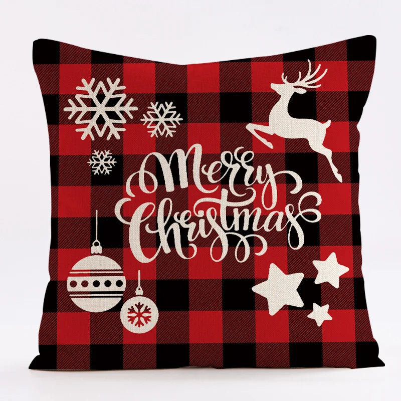 Afralia™ Christmas Linen Cushion Cover 45x45cm Sofa Home Party Decor