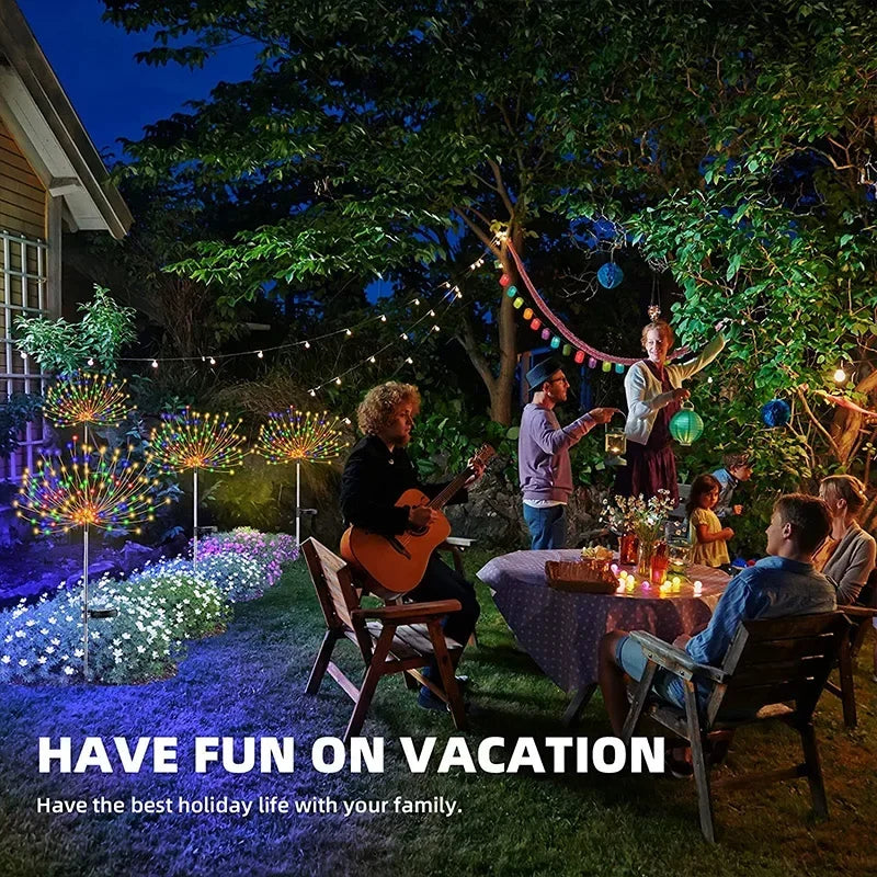 Afralia™ Solar Firework Fairy Light for Outdoor Garden Decoration