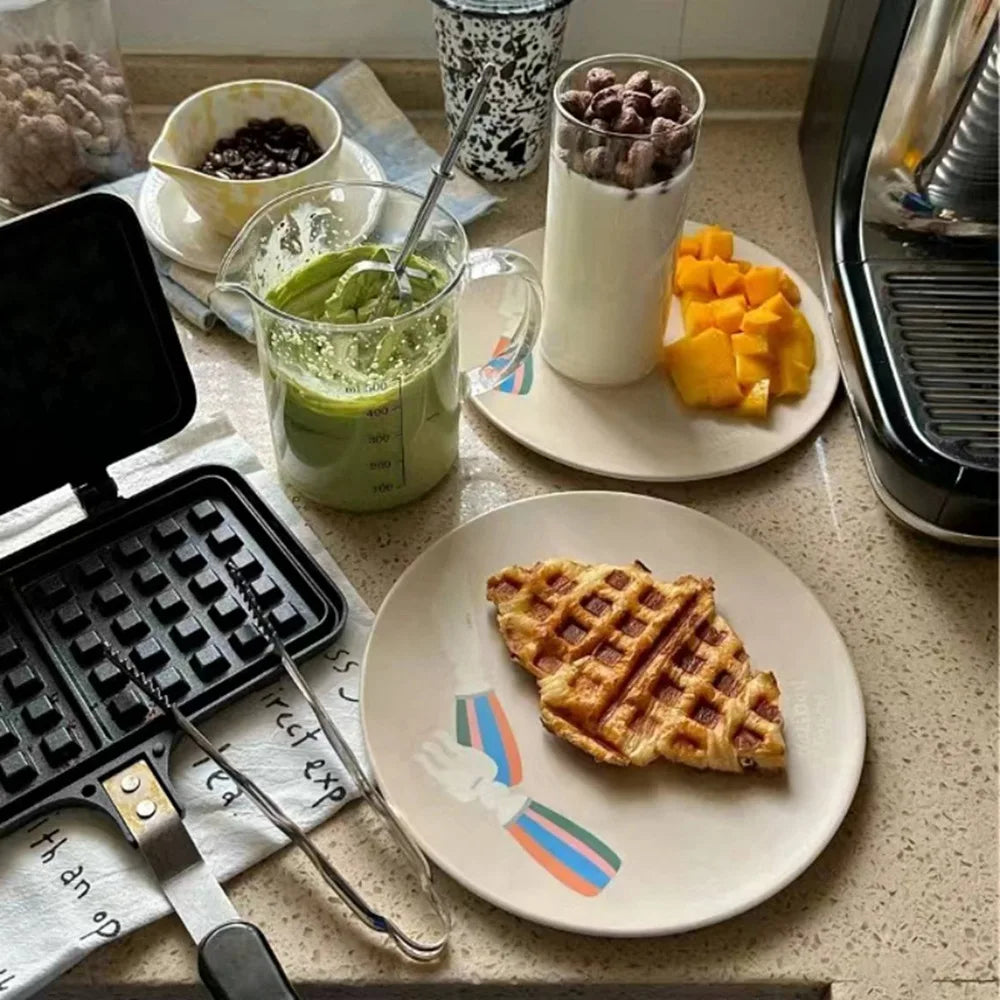 Afralia™ Nordic Style Bamboo Fiber Dining Plate for Desserts, Fruits, and Cakes