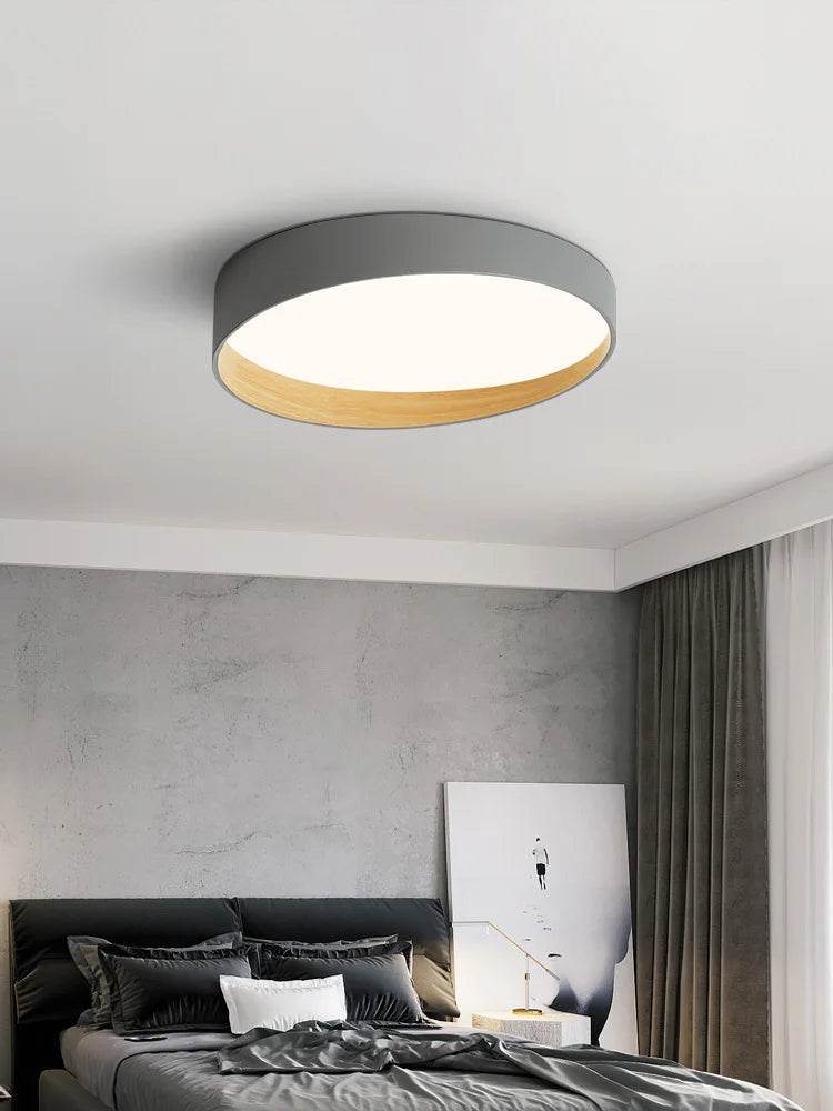 Afralia™ Wood Grain LED Ceiling Lamp: Modern Lighting for Living Room, Bedroom, and Study