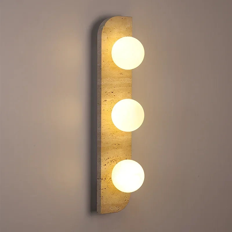 Afralia™ Travertine Stone Sconce Light with Glass Ball for Bedroom & Living Room