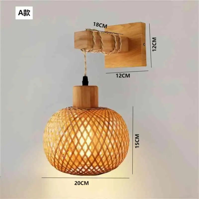 Afralia™ Bamboo Wicker Wall Lamp E27 Chandeliers Hand-Woven Room Decor Light Fixtures