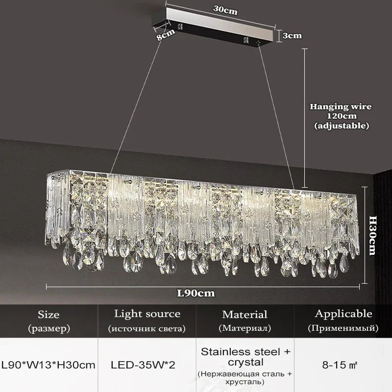Afralia™ Chrome Crystal Pendant LED Chandelier for Living Dining Bedroom.