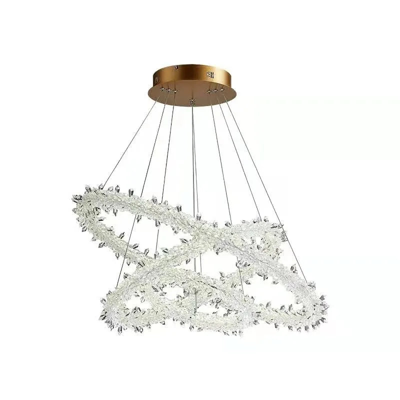 Afralia™ LED Glass Crystal Chandelier White Lustre Pendant Light for Home Decor