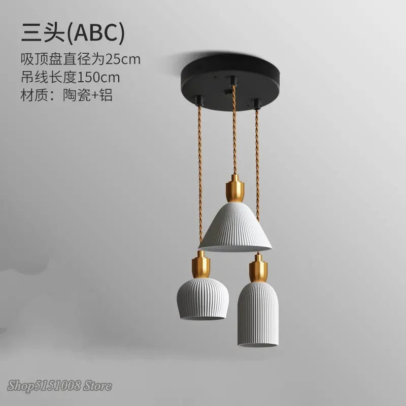 Afralia™ Nordic Ceramic LED Pendant Lamp - Modern Hanging Light Fixture for Home Decor