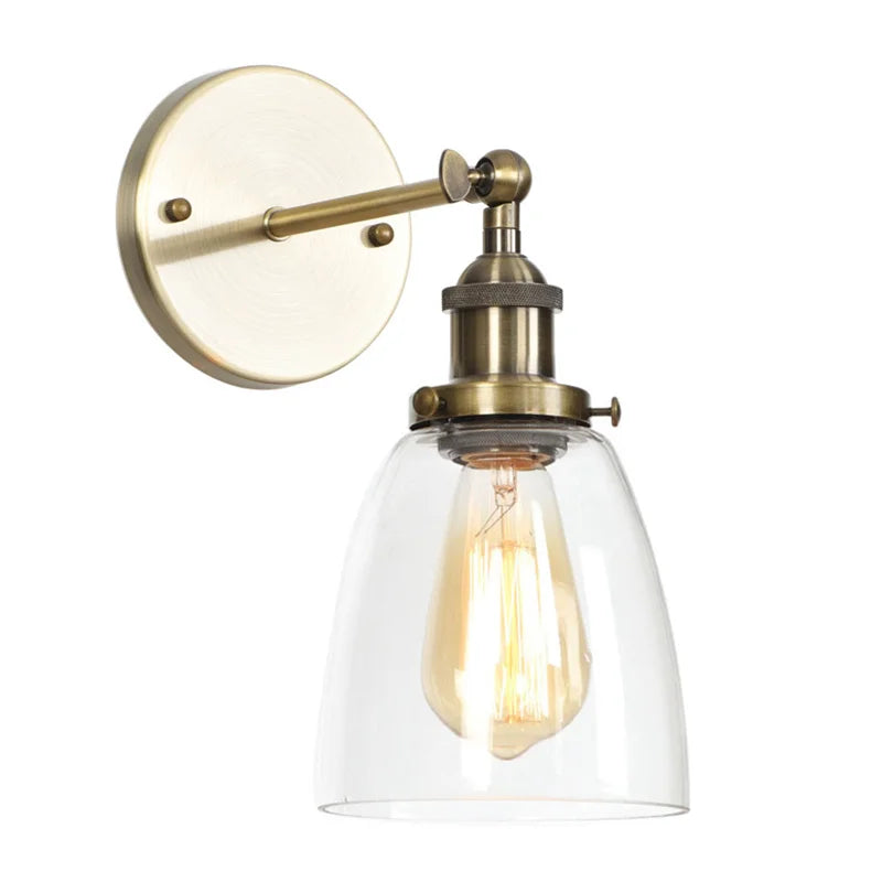 Afralia™ Vintage Single Arm LED Wall Lamp Iron Glass Retro Stair Light