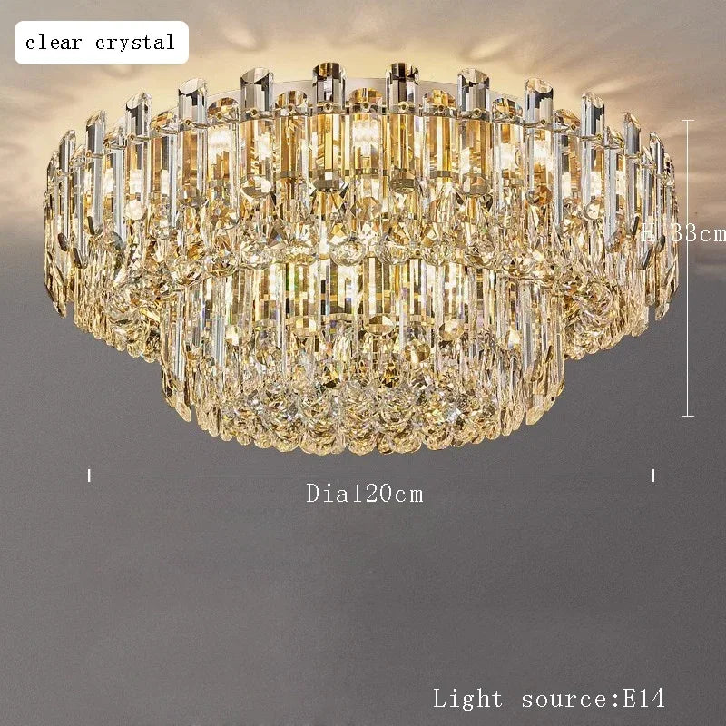 Afralia™ Nordic Crystal Chandelier LED Round Light for Living Bedroom Dining Room