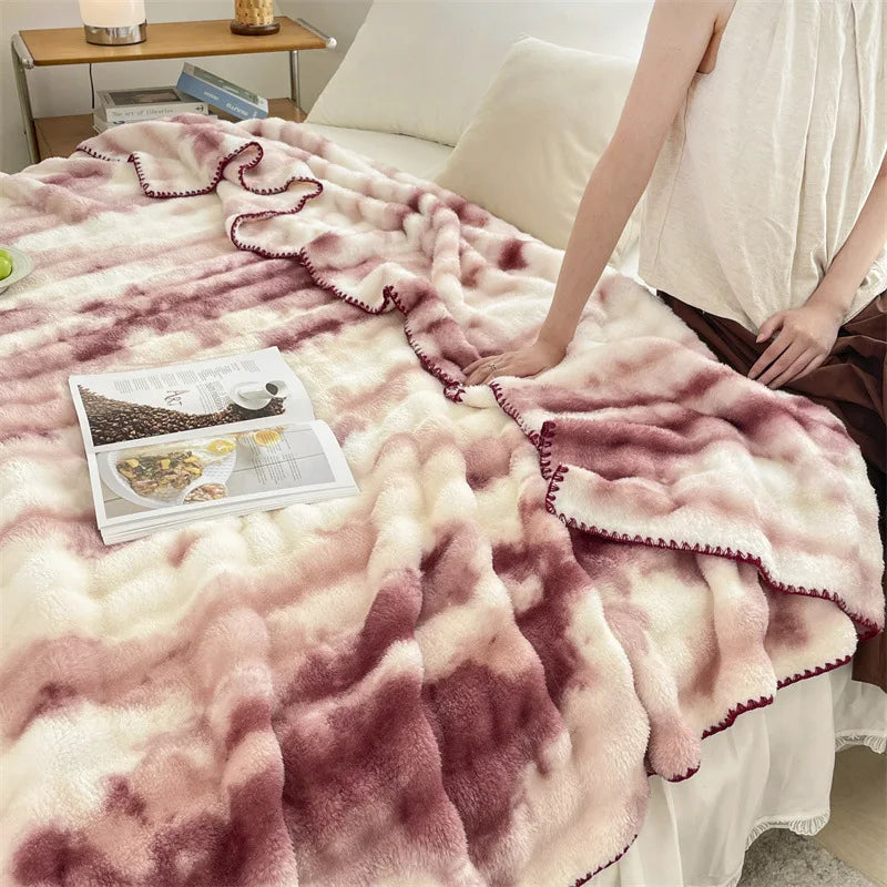 Afralia™ Faux Rabbit Plush Blanket: Soft & Warm Nordic Sofa Quilt - Single/Double