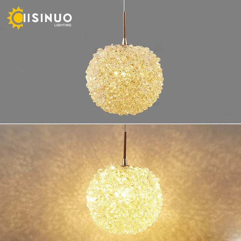 Afralia™ Crystal Ball Pendant Chandelier for Bedroom Bar Deco