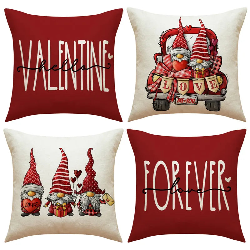 Afralia™ Valentine's Linen Throw Pillow Covers for Home Decor & Wedding Supplies