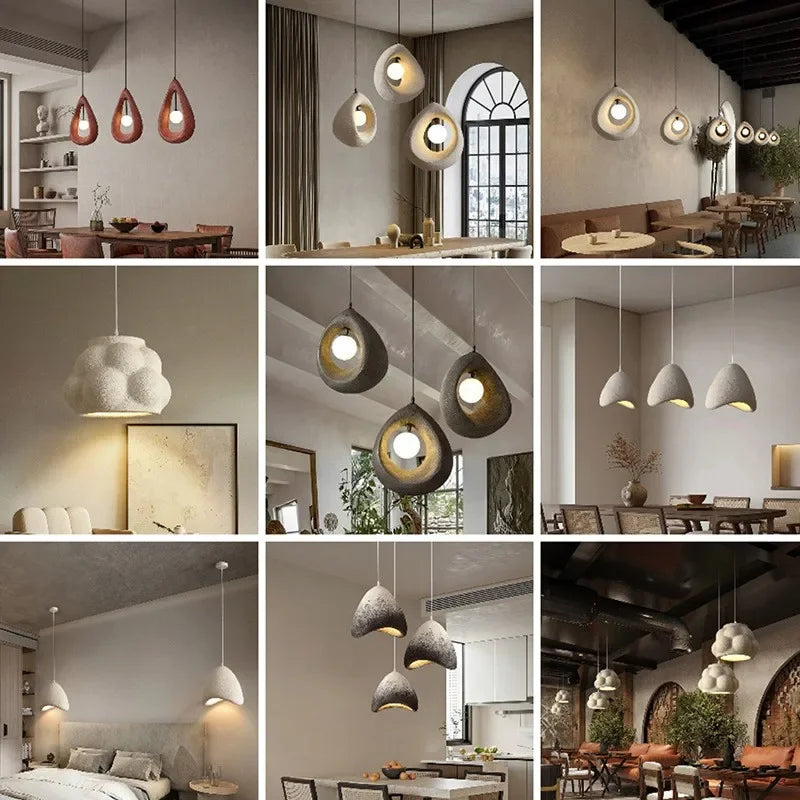 Afralia™ Minimalist Nordic Wabi Sabi LED Pendant Lights for Dining and Living Room