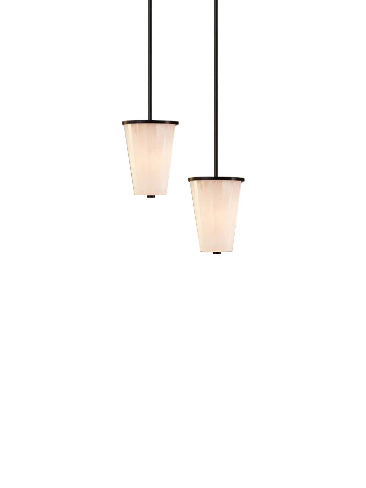 White Spanish Marble Pendant Lamp by Afralia™: Copper Hanging Lustres for Dining & Bedside
