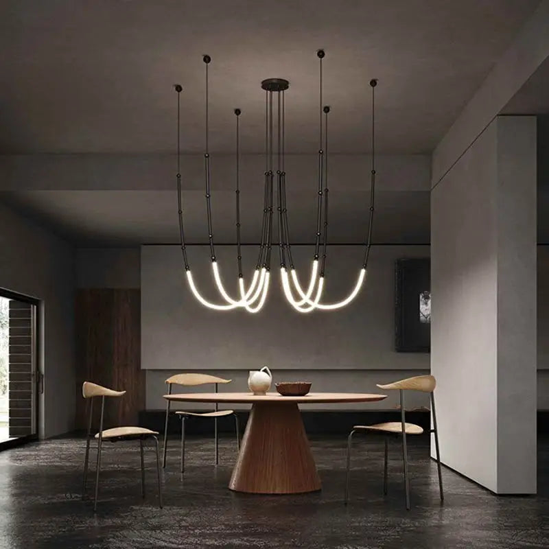 Afralia™ Linear Creative Chandelier: Nordic LTalian Designer, Modern Lighting for Living Room, Lobby, Bedroom, Restaurant