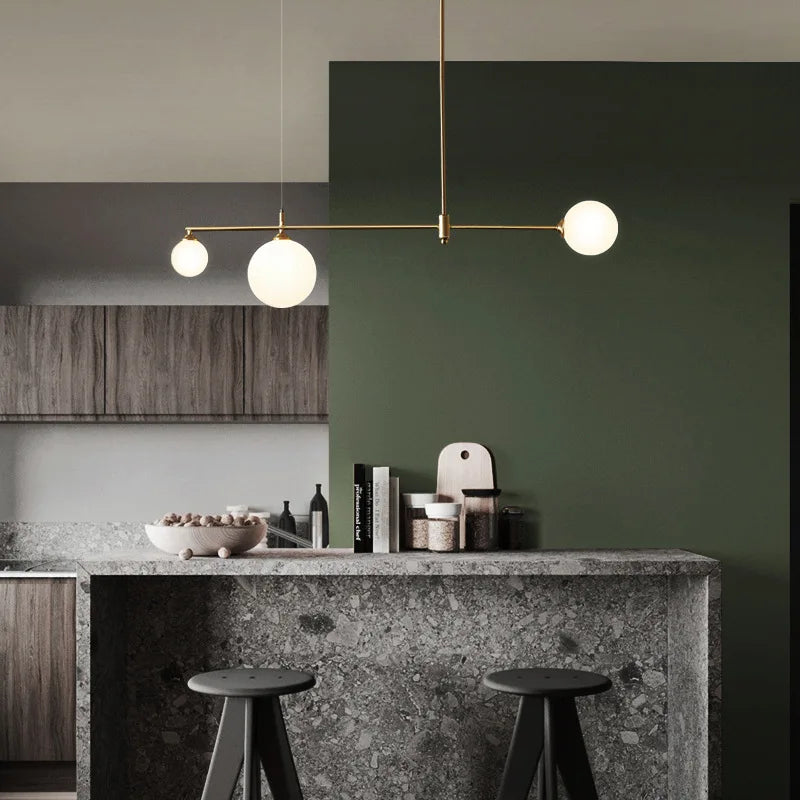 Afralia™ Nordic Glass Ball Chandelier Ceiling Light for Dining Room, Kitchen, and Restaurant