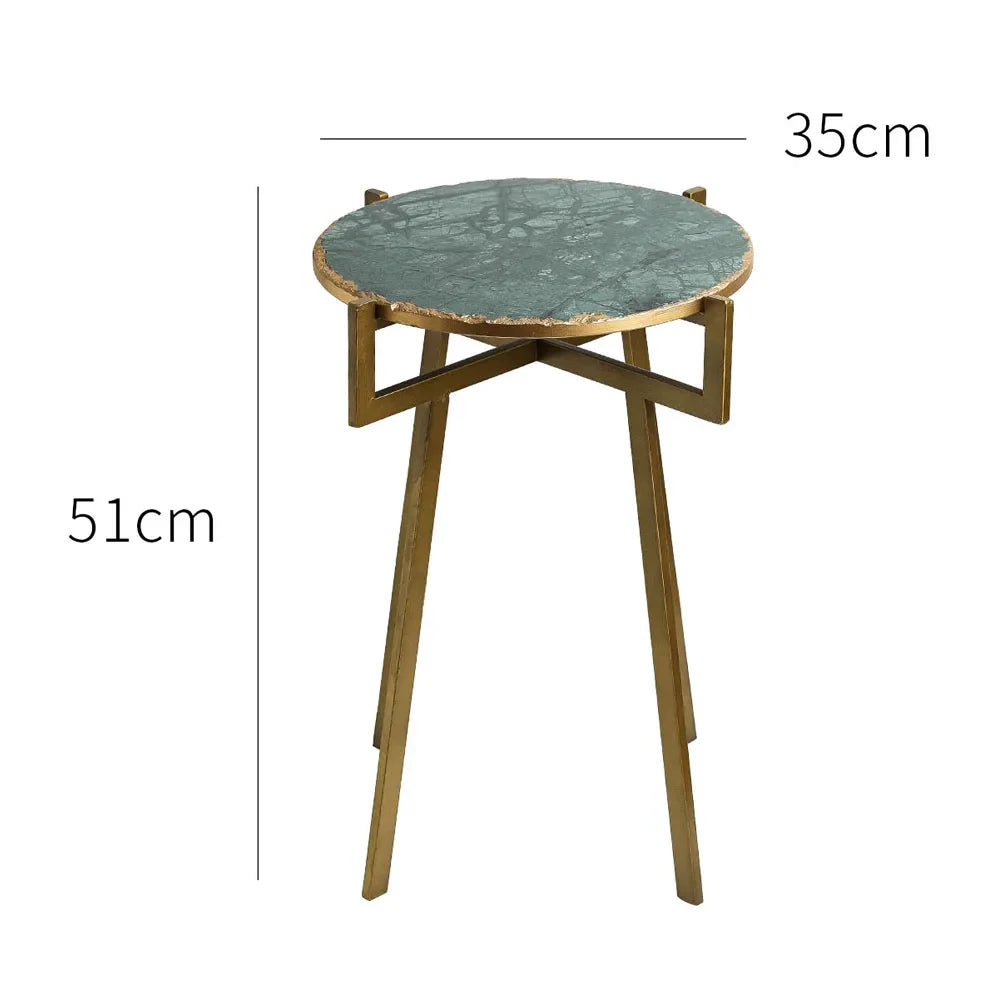 Afralia™ Round Marble End Table Metal Base Luxury Side Table for Living Room