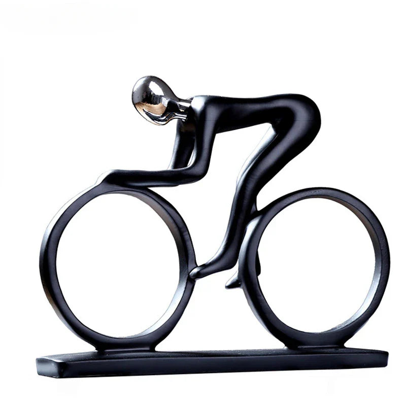 Afralia™ Abstract Resin Cyclist Statue Bike Rider Figurine for Office Living Room