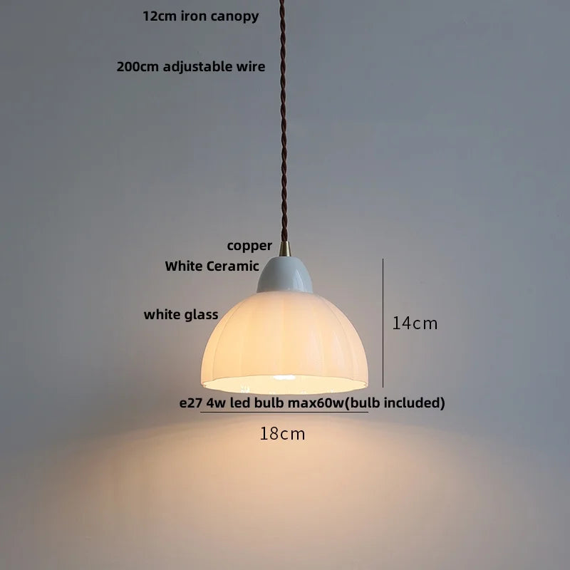 Afralia™ White Glass Adjustable LED Pendant Lamp Nordic Modern Hanging Lights