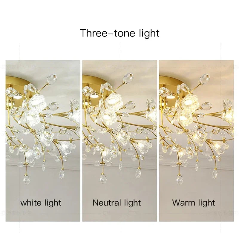 Afralia™ Glass Flower Chandelier Ceiling Lamp - Nordic Crystal Branch Tree Lighting for Living Room and Bedroom