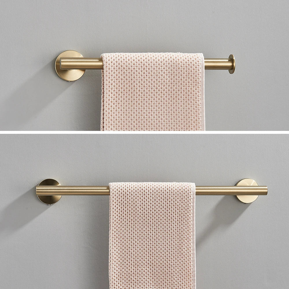 Afralia™ Brushed Gold Bathroom Accessories Set: Towel Rail, Paper Holder, Hook, Stainless Steel