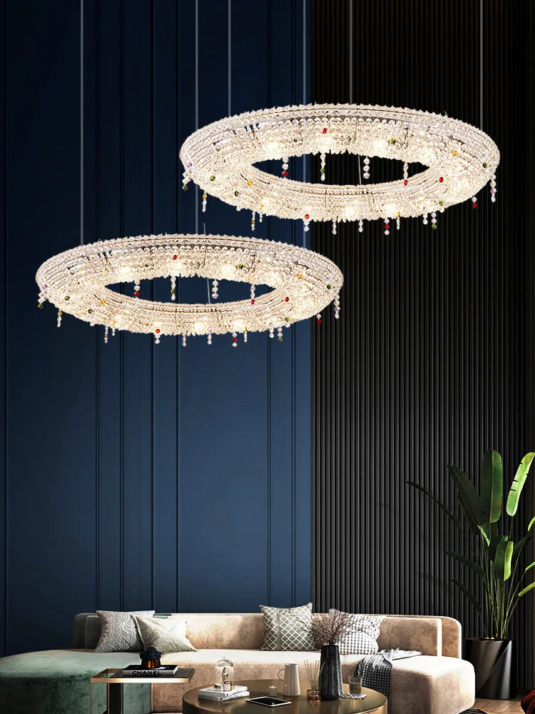 Afralia™ Luxury Crystal Chandelier: Modern LED Ceiling Light Fixture for Duplex Villa, Dimmable
