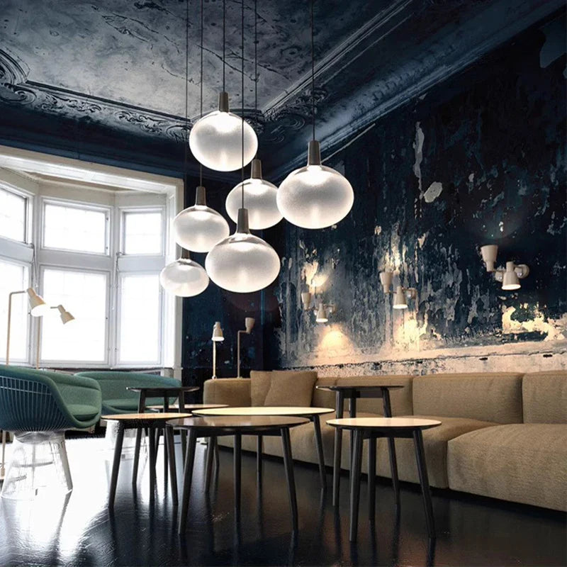 Afralia™ Matt Glass Dimmable LED Ceiling Chandelier for Dinning Room
